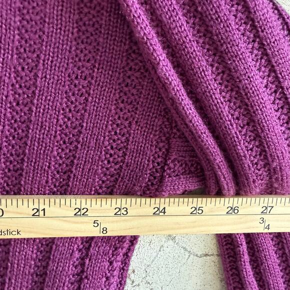 Vtg 80s Sweater Chunky Cable Knit Pullover Berry Cozy Cottagecore Womens M - Picture 6 of 7